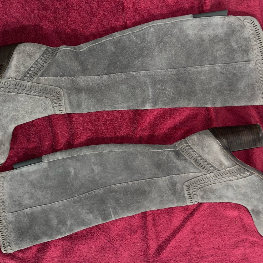 Vince Camuto Gray Suede Heeled Knee Boots
